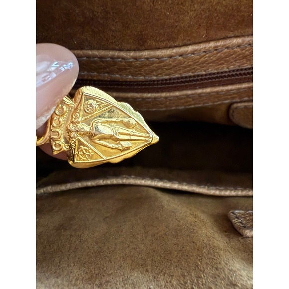 Vintage Gucci Top Handle Bag 1983 Collection Camel Leather & Croc-Embossed Trim - Picture 7 of 12